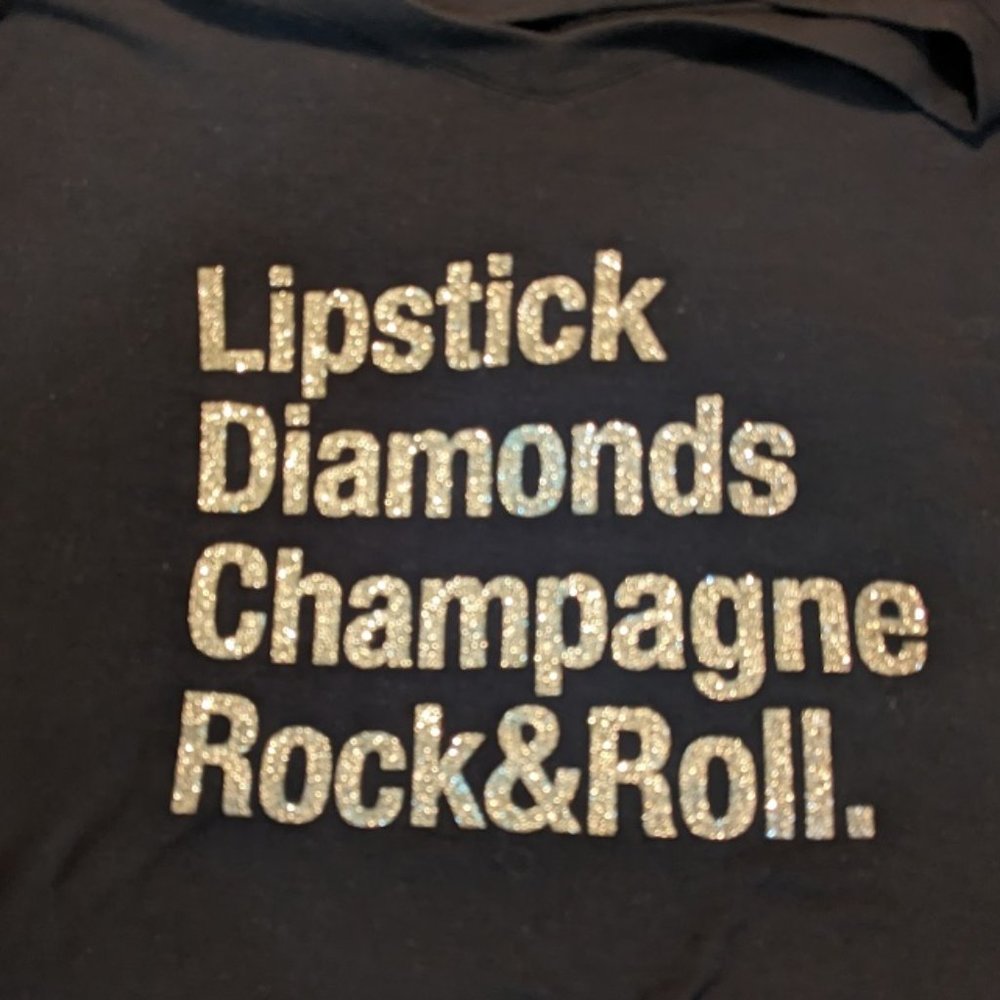 Belle Sky Women's Tee Black with Glitter Letters Size XL
